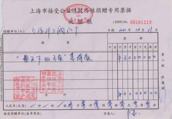 上海滬工閥門(mén)廠向“藍(lán)天下的至愛(ài)”慈善機(jī)構(gòu)捐款5萬(wàn)人民幣